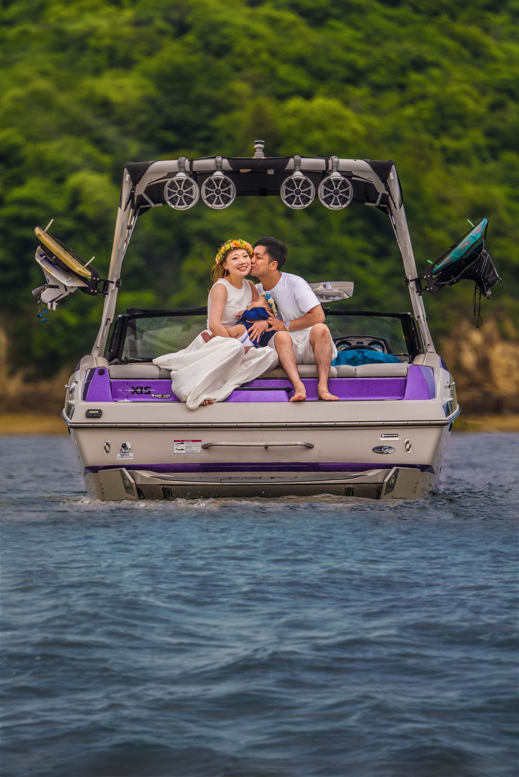 family portrait on boat